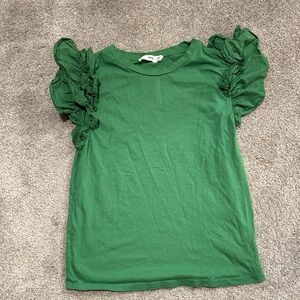 Vibrant Green Kids Ruffle Sleeve Tee
